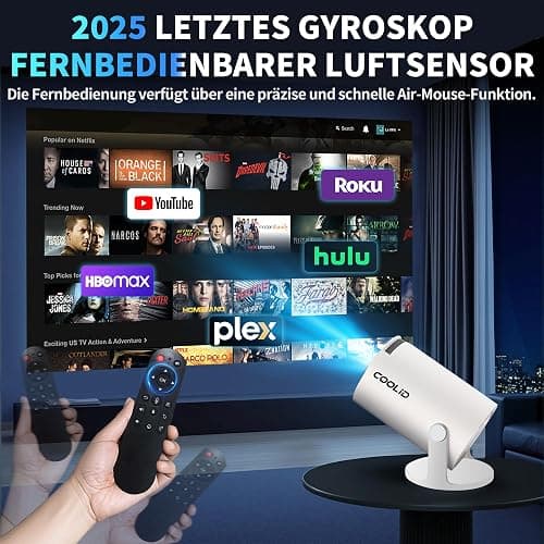 Mini Beamer 4K Full HD 1080P Mit 5G WiFi 6 und Bluetooth 5.4 2026 Neuer Tragbarer Projektor mit Automatische Trapezialkorrektur 270 ° Drehung Tv Stick/USB/Laptop/PC,mit Maus und Fernbedienung Weiß thumbnail 7