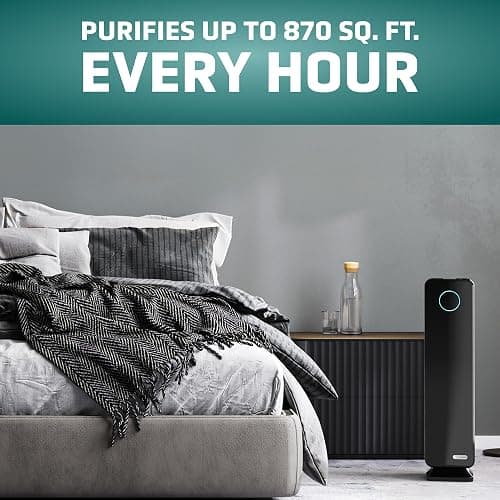 GermGuardian Air Purifier for Home with HEPA Pure Filter, for Wildfire Smoke, Pet Dander, Pollen, Odors, Large Rooms Up To 870 Sq. Ft., Removes 99.97% Pollutants, UV-C Light, 28", AC5350B, Black thumbnail 5