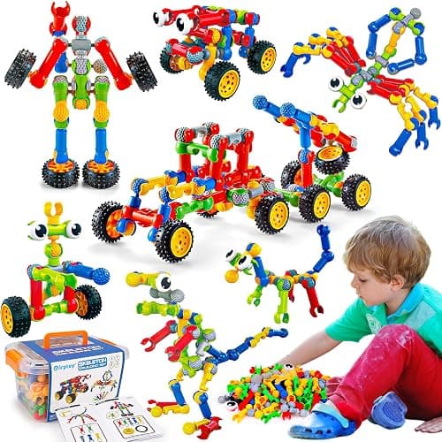 Kids STEM Building Toys for 3 4 5 6 7 8+ Year Old Boy Girl Birthday Gift, 125 Pcs Preschool Classroom Educational Building Blocks Stem Kits Activities Ages 3-5 4-8 5-7 6-8 Engineering Creative Games - Image 1