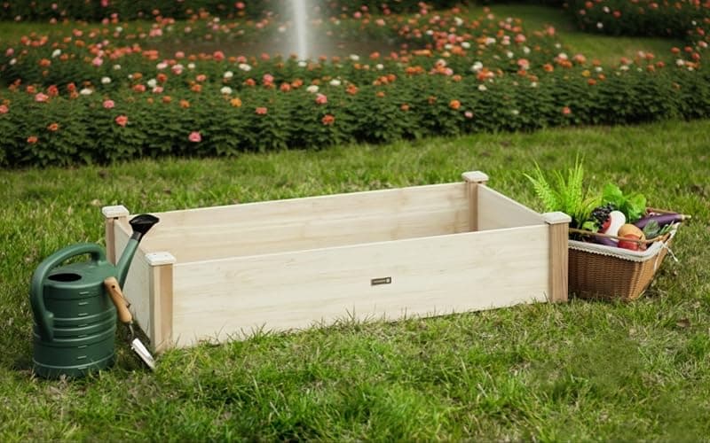 ZSYWODFO 8ft Outdoor Wooden Raised Garden Bed Planter for Vegetables, Garden, Lawn, Patio,8x4x2 Raised Garden Bed;Planter Box-Natural Wood - 48"(L) x 24"(W) x 9"(H) thumbnail 4