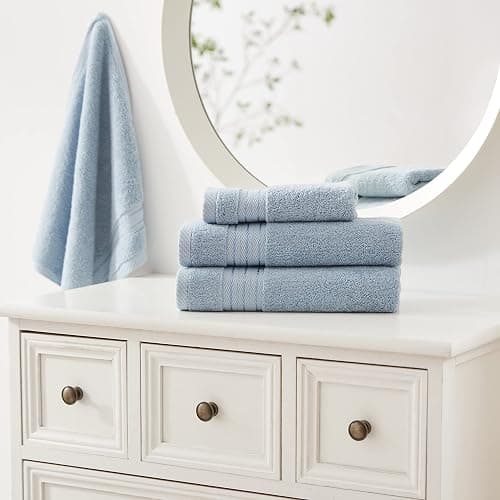 COZYART Light Blue Towel Sets for Bathroom 6Pcs, Turkish Cotton Bath Towel Set Soft Highly Absorbent and Durable 650 GSM Luxury Bathroom Sets with 2 Bath Towels, 2 Hand Towels, 2 Washclothes thumbnail 6