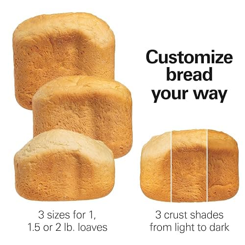 Hamilton Beach Automatic Bread Maker Machine, Digital, Programmable, 12 Settings + Gluten Free, PFAS-Free Nonstick Pan + Kneading Paddle, 2 lb Capacity, Black thumbnail 5