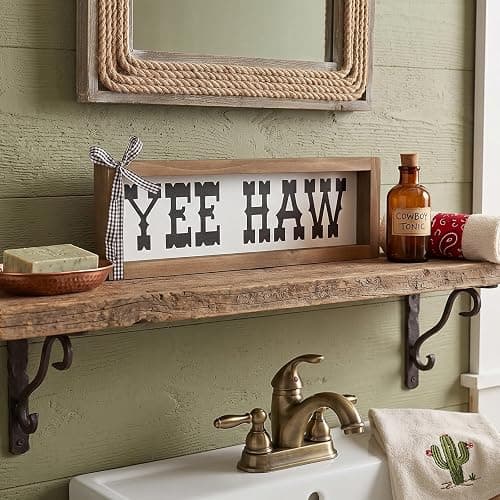 flangairy Western Wall Decor, Wooden Yee Haw Sign, CowBoy Theme Room Southwestern Bathroom kitchen Bedroom Nursery Table Shelf Office Desk Rustic Farmhouse Home Decoration thumbnail 7