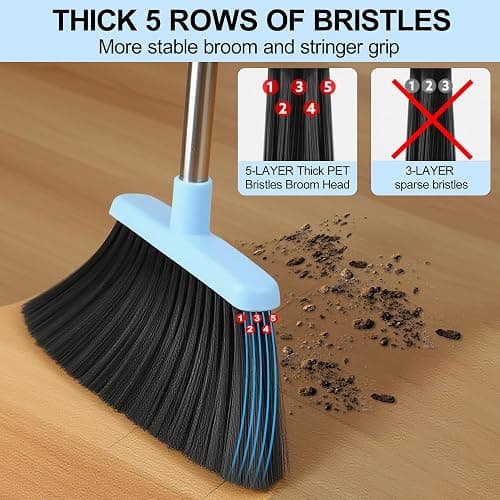 BSKLIN Broom and Dustpan Set, House Broom for Sweeping Indoor Collapsible Broom with Dust Pan Combo Set for Home Office Kitchen Lobby Floor Pet Hair thumbnail 5