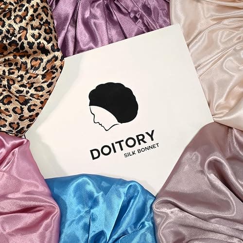 Doitory Satin Silk Bonnet for Sleeping, Soft Satin Lined Hair Bonnet for Women, Double Layer Sleep Nightcap thumbnail 7