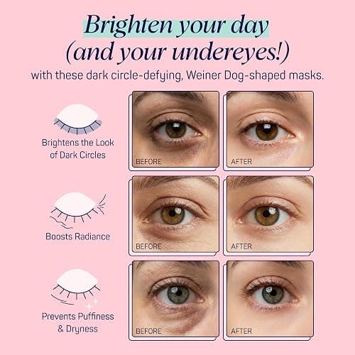 SpaLife So Fetch Hydrogel Under Eye Patches for Dark Circles | Mothers Day Gifts | Dachshund Under Eye Patches for Puffy Eyes | Weiner Dog Undereye Bags | Pack of 8 Pairs (8 Undereye Treatments) thumbnail 5