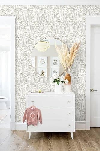 Micpolo Boho Peel and Stick Wallpaper Removable Wall Paper Neutral Contact Paper Removable Peel and Stick Brown and White Self-Adhesive Wallpaper for Bathroom Bedroom Kitchen Wall Decor 17.3" x 118" - 17.3" x 118" - Light Brown and White thumbnail 6