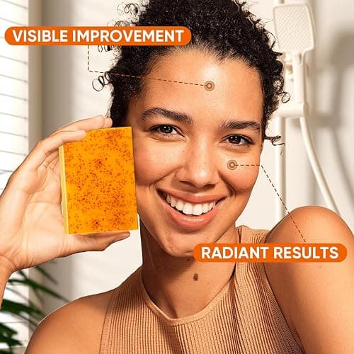 OAKDOLCHE 5 Pack Turmeric Kojic Acid Soap Bars(80g) - Infused with Retinol, Hydrolyzed Collagen, Vitamin E & Shea Butter, Gentle Care for Face, Body & Underarms, SLS Free, Suitable for Oily & Dry Skin thumbnail 5