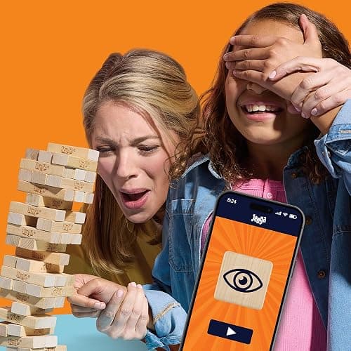 Hasbro Gaming, Jenga con Dado Digitale, Gioco di Impilamento, Ideale per Famiglia e Amici, per Bambini e Bambine dai 6 Anni in Su, Contiene 54 Mattoncini in Legno, per 1 o Più Giocatori thumbnail 4
