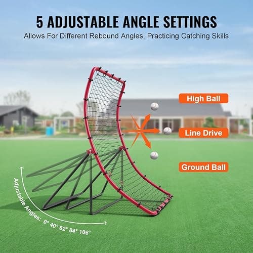 VEVOR Baseball and Softball Rebounder Net, PitchBack Baseball Pitching Net, Volleyball Pitch Return Trainer Rebound Net with Pitching Target, All Angle Fielding Rebound Net for Grounders Pop Flies thumbnail 3