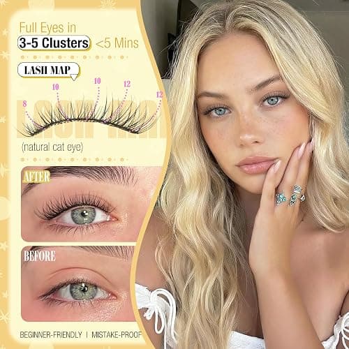 Short Lash Clusters Natural Cluster Eyelash Extensions 8-10-12MM Clear Band Cluster Lashes Extensions Wispy Individual Lashes CC-Curly Eyelash Clusters Pestañas Postizas Naturales 144Pcs DIY Lashes thumbnail 4