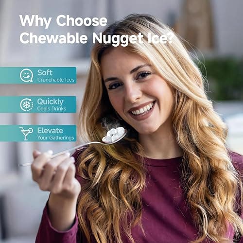 EUHOMY Nugget Ice Makers Countertop, Ready in 8 Mins, 35lbs/24H, Self-Cleaning, Portable Ice Maker Machine with Ice Scoop & Basket, Sonic Ice Maker with Chewable Pellet Ice for Home/Party/RV/Camping thumbnail 3