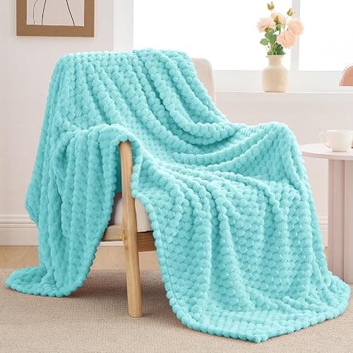 BEDELITE Aqua Throw Blanket for Couch, Soft Cozy Gifts for Women, 50 * 60 | 3D Jacquard Decorative Fleece Blanket, Super Soft Plush Throw, Cute Birthday Gift for Women & Men, Suitable for All Seasons thumbnail 8