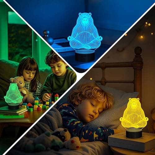 Ammonite Yoga Capybara Night Light, Meditating Capybara 3D lamp 16 Color Changing with Remote Control and Timer, Room Decor Lights Birthday Xmas Gifts for Kids Adults thumbnail 4