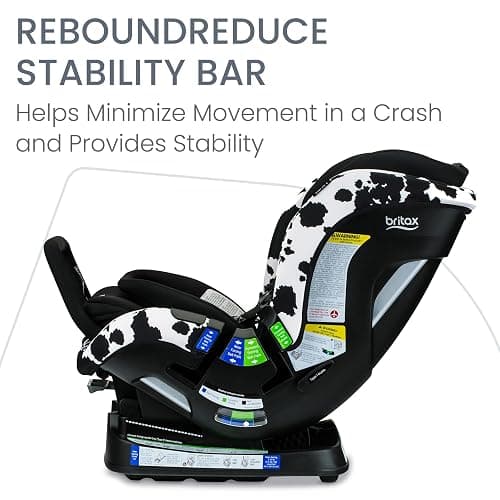 Britax Poplar S Convertible Car Seat, 2-in-1 Car Seat Extended Rear Facing, 17” Slim Car Seat Design with Fast & Easy ClickTight Installation, Anti-Rebound Bar & SafeWash Fabrics — Cowmooflage thumbnail 9