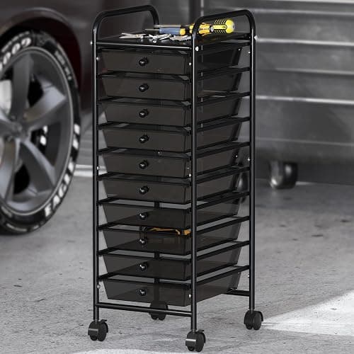 Simple Houseware Utility Cart with 10 Drawers Rolling Storage Art Craft Organizer, Black thumbnail 6