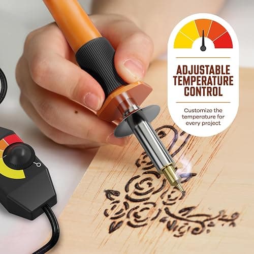 Craft Culture Wood Burning Tool Pen - Craft Burning Tools for Adults & Teens - Wood Burner Kit, Engraver, Carver, Pyrography, Woodburning - Includes 9 Premium Tips - Adjustable Temperature Control thumbnail 4