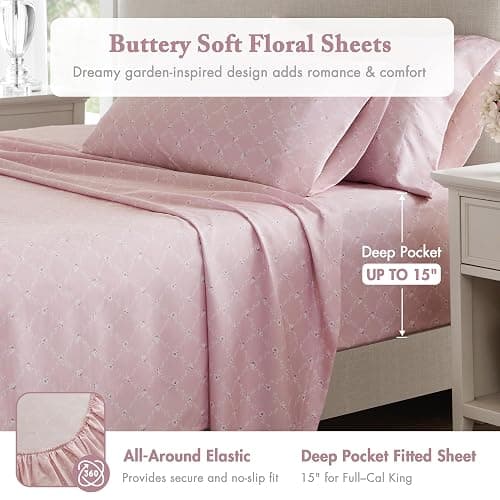 Madison Park Essentials Adele Pink Floral Queen Size Comforter Set – Vintage Bed in a Bag with Sheets, Reversible Ruffle Bedding, Elegant Gift for Her thumbnail 4