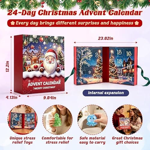 Squishy Advent Calendar 2026, 24 Day Countdown for Kid and Adult | Includes 24 Squishy Toys Stress-Relieving Sensory Toys Christmas Countdown, Party Favors, Stocking Stuffers and Gifts thumbnail 2