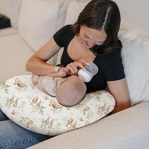 Konssy 2 Pack Nursing Pillow Covers, Soft and Comfortable Nursing Cover for Breastfeeding Pillows, Pillow Slipcover for Baby Girls Boys Newborn(Green, Woodland) thumbnail 2