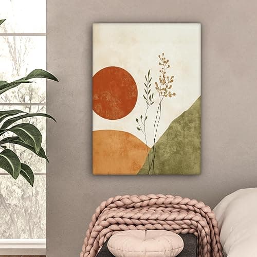MuchoWow© Impressions sur Toile 50x70 cm Deco Tableau Murale Decoration Salon Peinture Tableaux Chambre Toiles Maison Soleil - Abstrait - Branches - Orange thumbnail 2