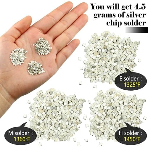 About 500 Pcs 4.5 Grams Silver Solder Jewelry Precut Chips Solder Ultra Tiny Medium Density Easy Bond for Jewelry 2 x 2 mm (E, M, H) thumbnail 3