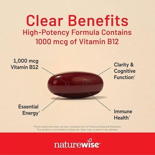 NatureWise Vitamin B12 1000 mcg - Dietary Supplement for Supporting Energy Metabolism, Mental Clarity, Nervous System Health - Easy-to-Swallow, Soy & Gluten-Free, Non-GMO - 150 Count[150-Day Supply] - Vitamin - Unflavored - 150 Count (Pack of 1) thumbnail 3