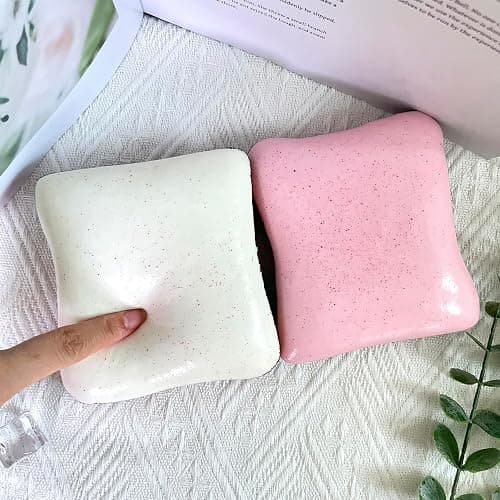 Bread Butter Squishy,Slow Rising Squishy，Stress Balls，Stress Relief & Fidget for ADHD，Party Favor Gift (Pink and White) thumbnail 4