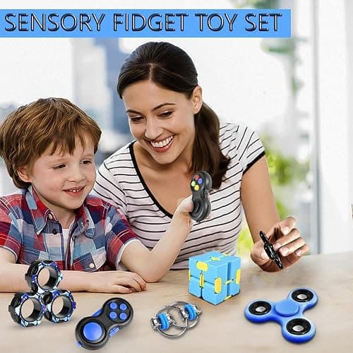 Fidget Toys Adults Set, Easter Basket Stuffers Gift for Kids Teen Cool Gadget Sensory Pack with Figette Spinner Cube ADHD Anxiety Relief Stress Magnetic Ring Office Desk Manget Toy for Boys thumbnail 2