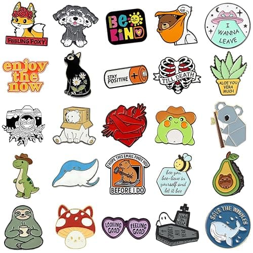 SINCCO 20/40/50/80 PCS Cute Enamel Backpack Pins, Funny Enamel Pins Bulk Set Cool Button Pins Aesthetic Brooch Lapel Pins Anime for Backpacks, Jackets, Hats, Kids, Girls thumbnail 2