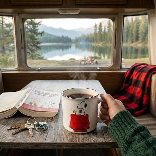 Silver Buffalo Peanuts Snoopy and Woodstock Get Cozy Ceramic Camper Mug, 20 Ounces thumbnail 8