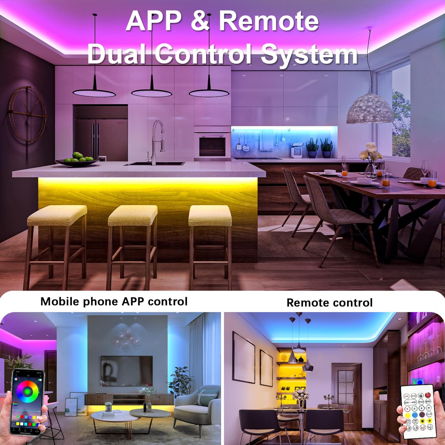 Bluetooth LED Strip Lights 50m, Cozylady 164FT LED RGB LED Light Strips Music Sync Color Changing APP Control Flexible String Lights for Home Kitchen Bar Bedroom Decor, Children's Room Decorations thumbnail 2