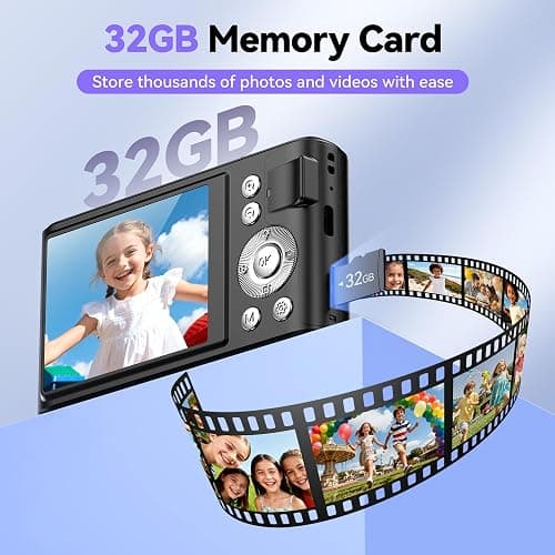 Macchina Fotografica Digitale 4K 48MP: Compatta con 16X Zoom - Fotocamera Vlog 1080P con Scheda 32GB Bambini e Bambine & Studenti & Principianti - Nero Camera thumbnail 4