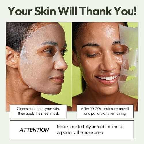 LAPCOS Aloe Sheet Mask, Daily Face Mask with Cucumber and Aloe Gel to Calm and Moisturize Skin, Korean Beauty Favorite, 5-Pack thumbnail 6