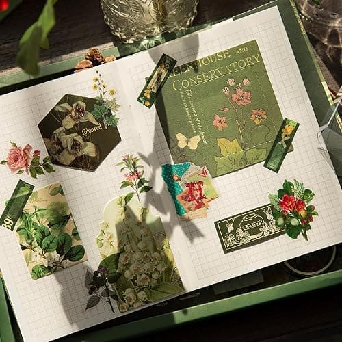 Draupnir 350 Pezzi Aesthetic Scrapbook Accessory Set, Bullet Junk Journal Set con Accessori per Scrapbook Journaling, Quaderno a Griglia A6, Regalo fai da te per Ragazzi e Bambini - Foresta thumbnail 5