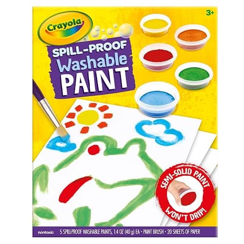 Crayola Spill Proof Paint Set - Washable Paint for Kids, Includes Paint Brush & Paper, No Drip, Less Mess Arts & Crafts, Toddler Gift, Ages 3+ thumbnail 8