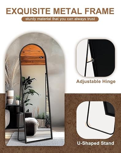 Delma Arched Mirror Full Length,Standing Mirror Full Body,Large Floor with Stand for Wall Entryway Door Bedroom Bathroom Living Room thumbnail 5