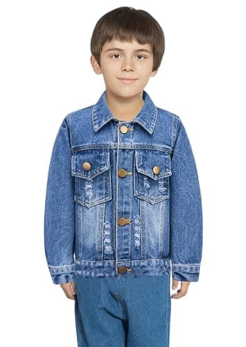 Girls Boys Jean Jacket for (4-14 Years Kids) Trendy Cozy Soft Ripped Denim Coat Casual Outerwear School Travel Teen Gift thumbnail 7