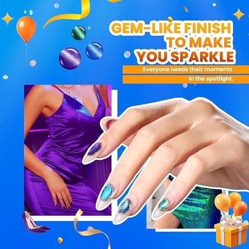 Beetles Cat Eye Gel Nail Polish Set - 20 Colors Nude Pink Green Blue Red Brown Black Magnetic Gel Polish Base Gel Matte Glossy Top Coat Lush Velvet Soak Off UV Manicure Salon DIY Gift for Women thumbnail 4