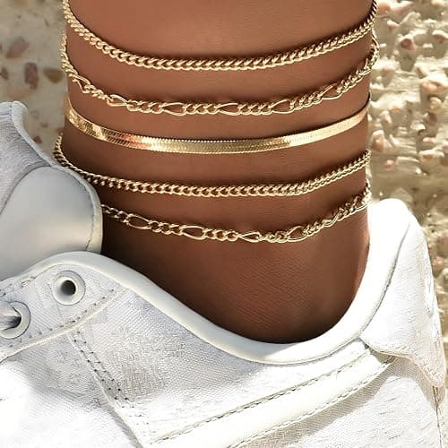 Gold Jewelry Set for Women,18K Gold Plated Jewelry Set with 9 Necklace, 9 Bracelet, 25 Ear Cuffs Earring, 5 Ankle Bracelets ,2 Rings and 3 Belly Button rings for Women Valentine Anniversary Birthday Gifts thumbnail 2