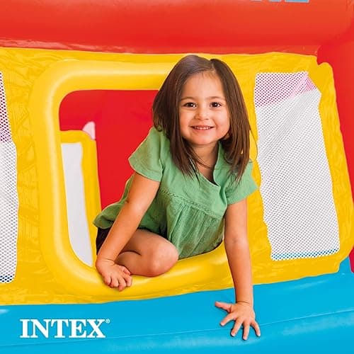 Intex Inflatable Jump-O-Lene Indoor or Outdoor Playhouse Trampoline Bounce Castle House with Crawl-Thru Door and Net for Kids Ages 3-6 - 1 Pack thumbnail 6