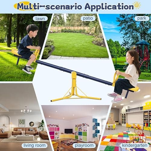 TAILERNRUYE Seesaw for Kids Outdoor for Ages 2-10,68.5 inch Teeter Totter Sit and Spin Outdoor Toys Swiveling 360 Degrees Rotating for Children Age 2 3 4 5 6 7 8 9 10 Courtyard Park Playground Balcony thumbnail 7