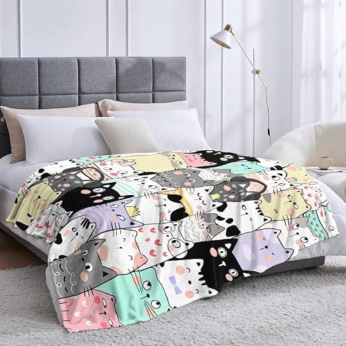 Magrlily Cat Blanket Gifts for Cat Lovers Cats Throw Blanket Cute Cats Bedding Decor Stuff Gifts for Girls Women 50"x40" thumbnail 6