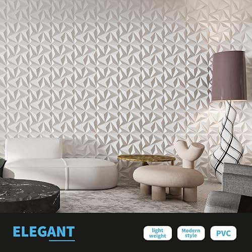 Art3d 3D Wall Panels 20 Pack, 11.8" x 11.8" (19 Sq.ft) PVC Wall Panels, Glue Up Wall Decor for Living Room, Bedroom, Office, White thumbnail 6