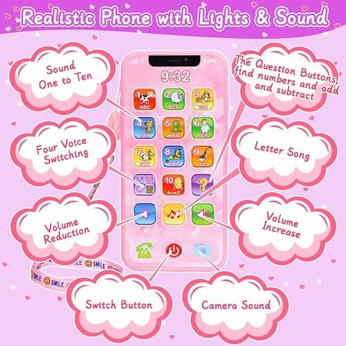 Kids Purple Play Purse Set for Little Girls 3-5 with Wallet Accessories | My First Pretend Handbag with Sunglasses, Cards, Interactive Keys, Smartphone and Fake Money Makeup Set thumbnail 4