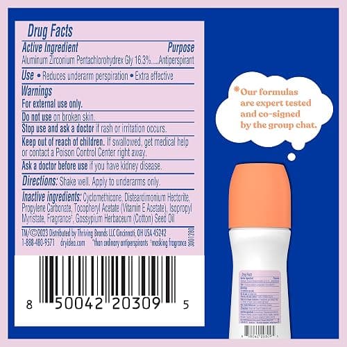 Dry Idea Unscented Roll On Deodorant & Antiperspirant for Women - Hypoallergenic for Sensitive Skin, 2X Longer Sweat Protection*, 72Hr Odor Protection, Womens Deodorant, 3.25oz thumbnail 7