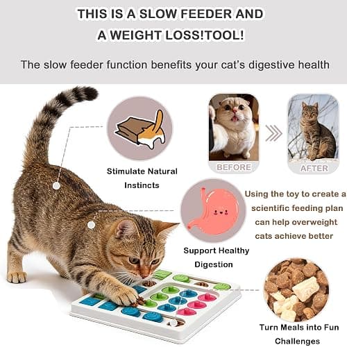 Cat Puzzle Feeder ，Cat Puzzle Toy ，Interactive Slow Feeder Kitten Toys ，Maze Hidden Food Pet Feeder，Toys for Bored Indoor Adult Cats thumbnail 2