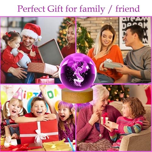 LINSINA Dragon Lamp, 80mm 16 Colors Crystal Ball Night Light with Wooden Base and Remote Control, Birthday Gift and Dragon Gifts for Women Men Kids thumbnail 6