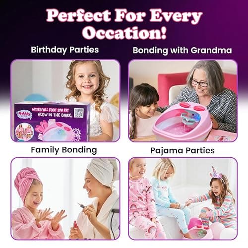 Glow in Dark Kids Spa Kit for Girls, 42+ Pieces Waterfall Foot Spa Toys, Nail Spa Kit, Pedicure Manicure Accessories, Perfect Spa Kit for Girls Ages 6 7 8 9 10 11 12, Fun Birthday or Christmas Gifts thumbnail 6