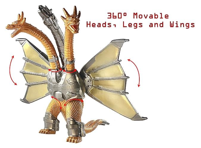 TwCare Set of 2 Legendary Shin Monster vs Mecha King Ghidorah Toy Action Figures, Movable Joints Movie Series Dinosaur Dragon Soft Vinyl, Carry Bag thumbnail 6